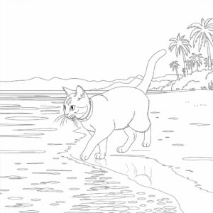 カワイイ-シロ-ネコ-ぬりえ