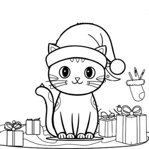 ノエル-シロ-ネコ-ぬりえ