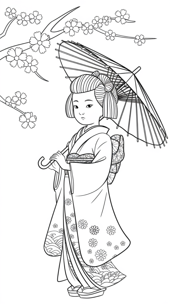 塗り絵女の子簡単