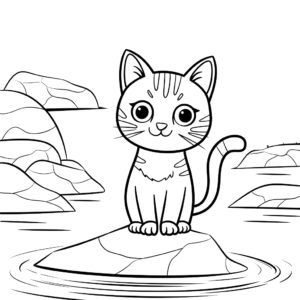 カワイイ-シロクロ-ネコ-ぬりえ