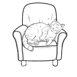 無料-カワイイネコ-ぬりえ