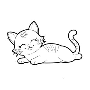 シロ-カワイイ-ネコ-ぬりえ